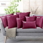 Nestl Throw Pillow Covers, Cozy Velvet Decorative Autumn Pillow Covers 22 x 22 Inches, Soft Solid Couch Pillow Covers for Sofa, Bed and Car, Set of 2 - Magenta - Image 6