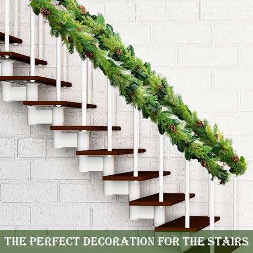 Giegxin 9 ft Magnolia Leaf Garland with Pinecone Christmas Greenery - Image 6