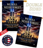 25 Year 9/11 We Will Never Forget Flag Wood Dowel Kit Wall Decor Home Tapestry Poster Patriot Day Decor Memorial Gifts Memorabilia Home Decorations September 11 Garden Remembrance Tribute - Image 3