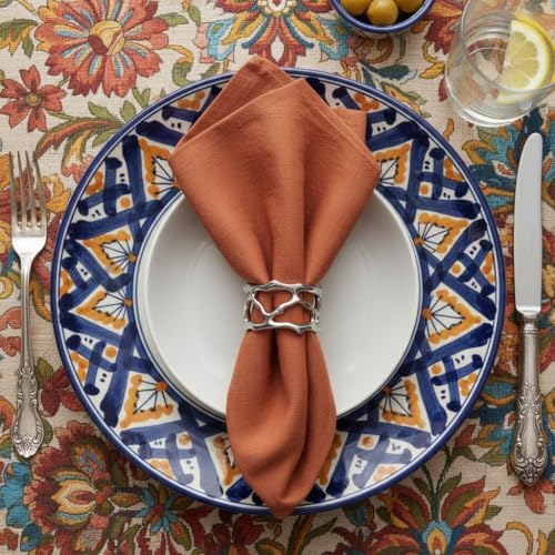 QAP Stainless Steel Napkin Rings, Elegant Coral Design Buckles Set of 2 - Image 6