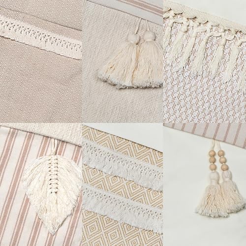 GEX Christmas Stockings 6 Pack for Family 20" Large Rustic Farmhouse Country Xmas Stockings with Tassels Hanging Ornament Decorations for Fireplace Xmas Season (Beige, Set of 6) - Image 4