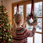 Riceshoot 12" Small Christmas Wreath for Chair Mini Cabinet Wreath with Bow - Image 6