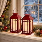 Bdor 13 Inch Christmas Outdoor Decorative Lanterns with Candle Timer 2 Pack - Image 2