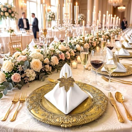18 Pcs Antique Gold Charger Plate Set, 13 in Plastic Plate Bulk - Image 3