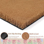 Honoson 2 Pcs Chinoiserie Xmas Tree Faux Coir Doormat Red White Buffalo Rug - Image 4
