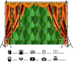 15x8ft India Pooja Backdrop Puja Ganpati Green Banana Leaf Mehndi Festival Photography Background Diwali Hindu Wedding Party Banner Decorations Photo Studio Props - Image 2