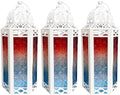 Vela Lanterns Decorative Indoor Candle Holder, Red/White/Blue, M, 3-Pack by VelaCandleLanterns