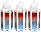 Vela Lanterns Decorative Indoor Candle Holder, Red/White/Blue, M, 3-Pack by VelaCandleLanterns