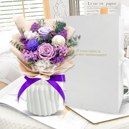 QOEAZY Flowers for Delivery, Preserved Flowers Bouquet with Gift Box, Rose Gifts for Women Mom Grandma - Image 2