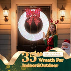 VINGLI 36in Pre Lit Christmas Wreath for Front Door Mantel & Stair Railing with Lights Indoor Outdoor Doorway Decor Garland Mutiple Colour Mode - Image 7