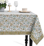 CPC Harvest Bloom Block Print 100% Cotton Rectangle Tablecloth 52x70 Inch by COTTONPRINTCLUB