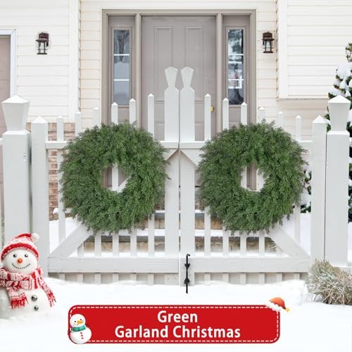 26 Inch Christmas Wreaths for Front Door Realistic Large Winter Greenery Pine Cedar Wreaths for Windows Xmas Holiday Home Table Mantle Yard Farmhouse Wall Door Porch Hanging Decor Outdoor Indoor - Image 2