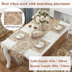 kilofly Elegant Floral Brocade Jacquard Table Runner Tassels (69 x 12 inches) - Image 7