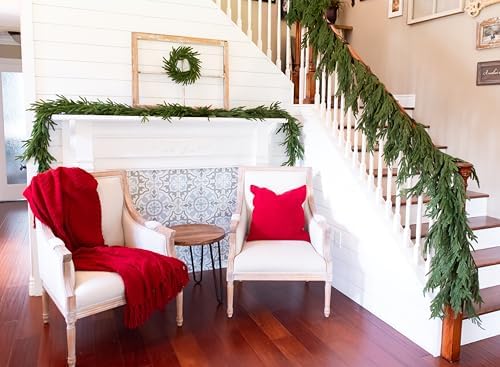 Hanging 6 ft Real Touch Norfolk Pine Garland Realistic 6ft, Christmas Garland for Mantle, Soft and Bendable Real Touch Garland Christmas Greenery, Evergreen Christmas Garlands for Fireplace, Stairs - Image 4