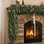 9FT Pre-Lit Cedar Christmas Garland with Lights, Real Touch Mantel Decor by SHareconn