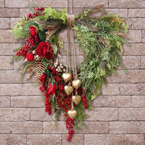 Suncalla Vintage Spring Wreath 14'' Heart Wreath with 3D Heart Ornaments for Front Door 24'' Long Window Porch Home Wedding Festival Celebration Wall Decorations by Unknown