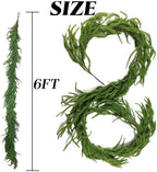 NSBELL 2PCS 6Ft Artificial Norfolk Pine Garlands, Real Touch Winter Pine Garland, Green Artificial Greenery Garland for Table, Mantle, Wall, Indoor, Outdoor Christmas Decorations - Image 2