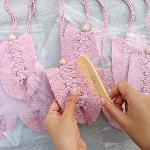 VEKALON Macrame Art Tapestry - Boho Chic Woven Wall Hanging Decor for Living Room, Modern Bohemian Feather-Shaped Decorations for Apartment, Home, and Bedroom(Pink) - Image 5