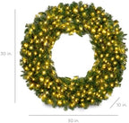 Best Choice Products 30in Large Artificial Pre-Lit Fir Christmas Wreath Holiday Accent Decoration w/ 100 LED Lights, 220 PVC Tips - Image 2