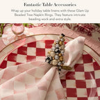 MACKENZIE-CHILDS Set of 4 Napkin Rings, Decorative Napkin-Holder Rings for Cloth Napkins, Glam Up Beaded Tree - Image 2