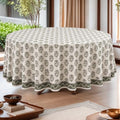 Ridhi Hand Block Print Round Tablecloth Evergreen 60 Inch 100% Cotton by Ridhi