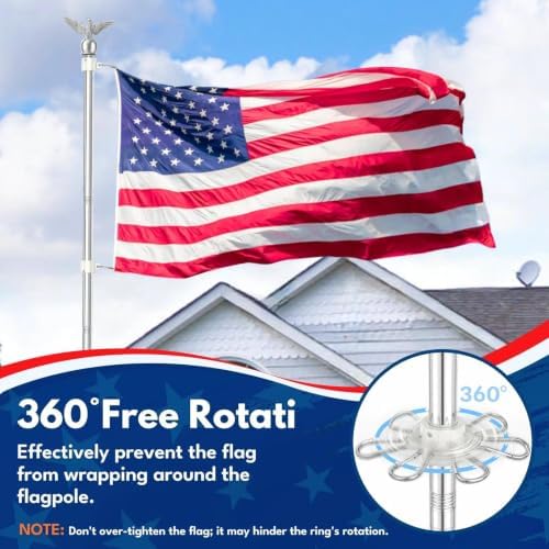 LETSTRY 10 FT In-Ground Flag Pole for Outside House, Heavy Duty Wind Resistant Flagpole with Upgraded 5-Prong Base,Portable Mount Flapoles Kit for Yard, Garden Decor, Residential Commerical, Silver - Image 6
