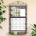 Zonon Wrought Iron Wall Display Organizer Metal Calendar Holder with Basket 18 x 32 Inches Multi Purpose Wall Mounted Holder Vertical Poster Hanger for Canvas Artwork Diamond Painting Display(Flower) by Zonon