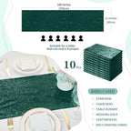 Sequin Table Runners 10 Pieces Emerald Green Table Runners 12x108 Inch Glitter Dining Table Cover for Party Wedding Birthday Reception Banquet Decoration Spring Party Chair Sashes - Image 2