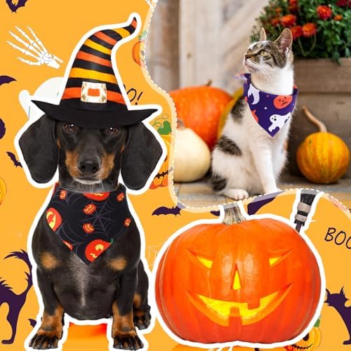Abbylike 50 Pcs Halloween Dog Bandanas Bulk, Pumpkin Ghost Bat Skull - Image 4