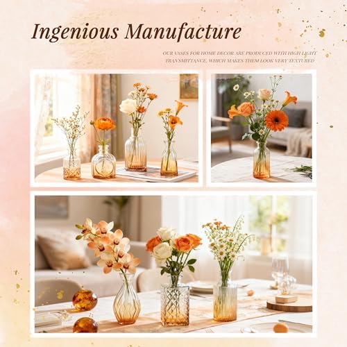 Der Rose 32pcs Amber Bud Vases in Bulk Vintage Vases for Fall Home Decor - Image 5