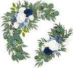 Wedding Arch Flowers (Pack of 2), Artificial Dusty Blue Flowers Faux Flower Swag Welcome Sign Floral Arrangements for Wedding Ceremony Reception Party Home Decor by RoahosyWeddingDecor