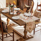 Floral Embroidered Table Runner 108 Inches Non-Slip Tassels, Ivory - Image 2