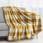 Yellow Plaid Throw Blanket, Fall Gingham Fleece Blanket for Couch Bed Sofa, Autumn Blankets and Throws, Decor & Gifts, Super Soft Plush Flannel Blanket, 50x70 - Image 2