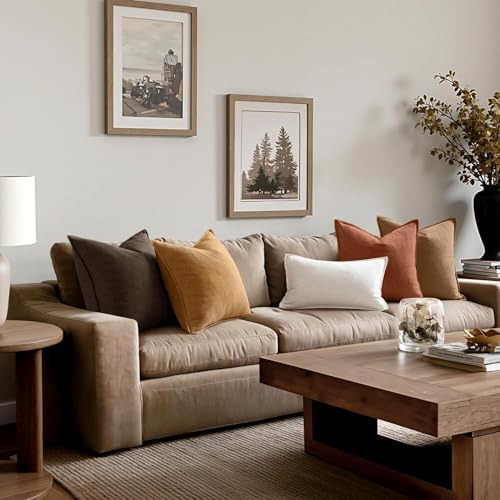 MIULEE Orange Boho Linen Decorative Pillow Covers 18x18 Inch Pack of 4 - Image 4