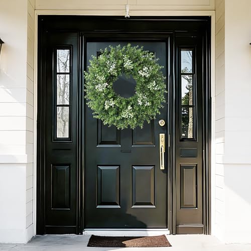 26'' Large Boxwood Wreath for Front Door Artificial Spring Wreath Boxwood Leaves Greenery Outdoor Door Wreaths for Porch Window Home Farmhouse Wall Decor Green Year Round Indoor Outdoor All Seasons - Image 4