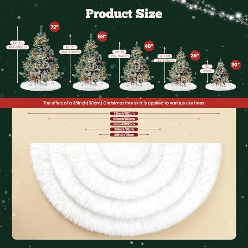 iMucci 72inch Thick Wool Fur Tree Skirt Snowy White Plush Velvet Wool-Like Chirstmas Tree Skirt Holiday Party Decoration (72inch/4.63LB) - Image 5