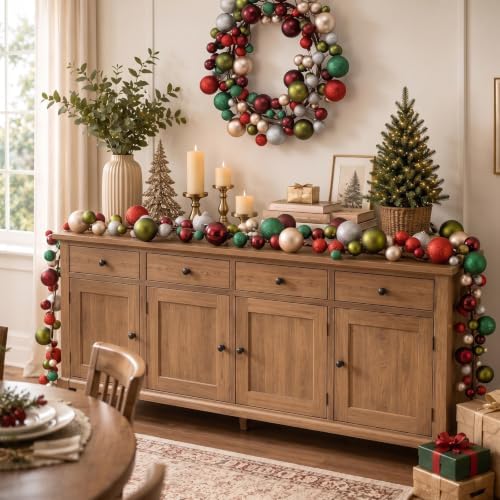 2 Pcs 6 ft Christmas Ball Ornament Garland, Retro - Image 3