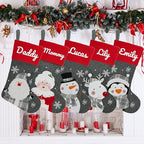 Set of 8, 18" Dia Personalized Gray Christmas Stockings with Embroidery Names, with Holders,Quality Thick Fleece Material Stockings for Family Décor(Set of 8) - Image 4