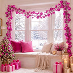 2 Pcs 6 ft Christmas Ball Ornament Garland, Hot Pink - Image 6