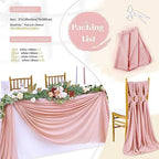 10 Pieces 10Ft Dusty Rose Chiffon Table Runner Rustic Boho Wedding Runners - Image 6