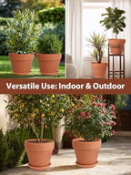 INGOFIN 12 Inch Terracotta Pot Set of 2 with Saucer - Ceramic Clay Pot for Plants with Drainage Hole, Large Terra Cotta Flower Planter with Tray for Indoor Outdoor Plants - Image 7