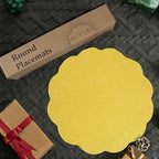 AHHFSMEI Round Faux Linen Placemats Set of 8 Heat Resistant Non-Slip Stain Proof Table Mats for Kitchen Dining Elegant Decor Place Mats (Yellow,8) - Image 6