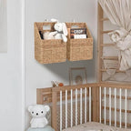 Wicker Hanging Storage Basket (10,5"Lx6,5"Wx13"H), Set of 2 Wall Baskets, Seagrass Baskets, Wall Decor Wicker Basket Hanging for Organizing Files, Mails, Books, Magazine,... - Image 3