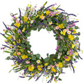 J'FLORU Large Spring Wreaths for Front Door 28 Inch Artificial Spring Wreath Summer Flower Wreath with Daisy and Lavender for Indoor Outdoor Wall Window and Easter Celebration by JFLORU