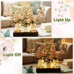 Suncalla 3 Pcs Khaki Fake Kiku Flowers Mason Jar Table Centerpiece - Image 3