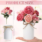 Domensi 6 Sets Wedding Centerpiece for Table Decoration Dusty Pink Artificial Fake Rose Flower with Metal Vase Faux Silk Rose Bouquet Floral Arrangement for Bridal Shower Home Dining - Image 3