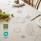 Linen World Embroidered Linen Tablecloth Large 70x157inch,100% French Linen Pre-Washed Table Cloth,Natural Flax Table Cover for Elegant Dining,Fruit Embroidery - Image 2