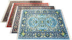 Set of 4 Rug Placemats – Miniature Oriental & Turkish Carpet Style Table Mats, Decorative Fabric Dinner Mats with Fringes, Washable, Rectangular 16x12 inch, Colorful Table Setting Accessories by Inusitus