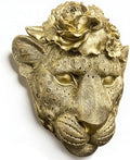 GUSFREUD Gold Animal Heads Sculptures Wall Art - Resin Faux Leopard for Home Wall Decor, Leopard Wall Hanging Decoration for Living Room, Bedroom & Kitchen, Unique Gift Idea by GUSFREUD