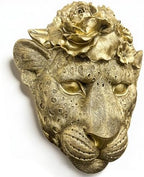 GUSFREUD Gold Animal Heads Sculptures Wall Art - Resin Faux Leopard for Home Wall Decor, Leopard Wall Hanging Decoration for Living Room, Bedroom & Kitchen, Unique Gift Idea by GUSFREUD